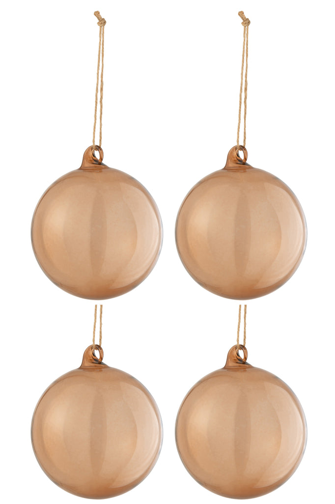 Doos met 4 kerstballen Normaal Transparant Bruin Groot