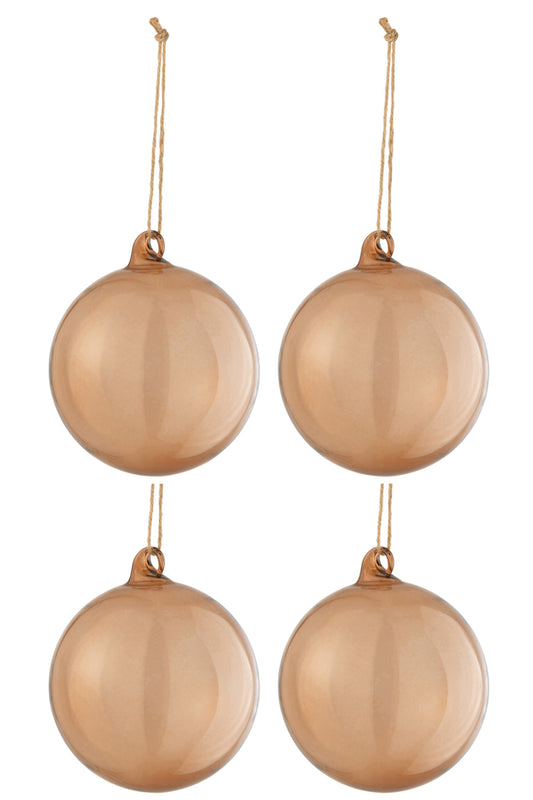 Doos met 4 kerstballen Normaal Transparant Bruin Groot