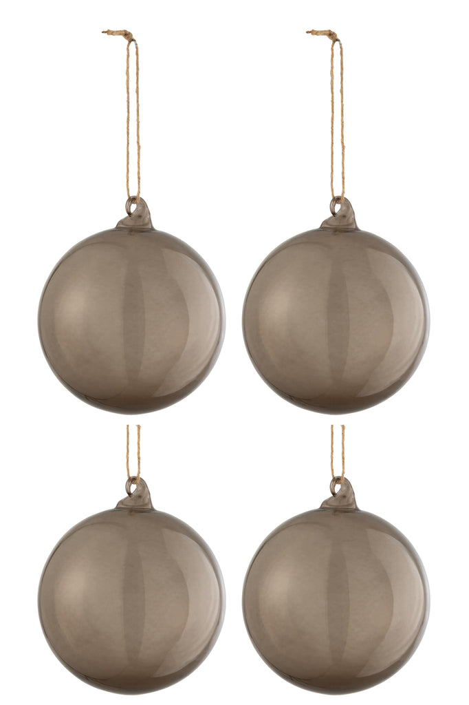 Doos met 4 kerstballen Normaal Transparant Grijs Groot