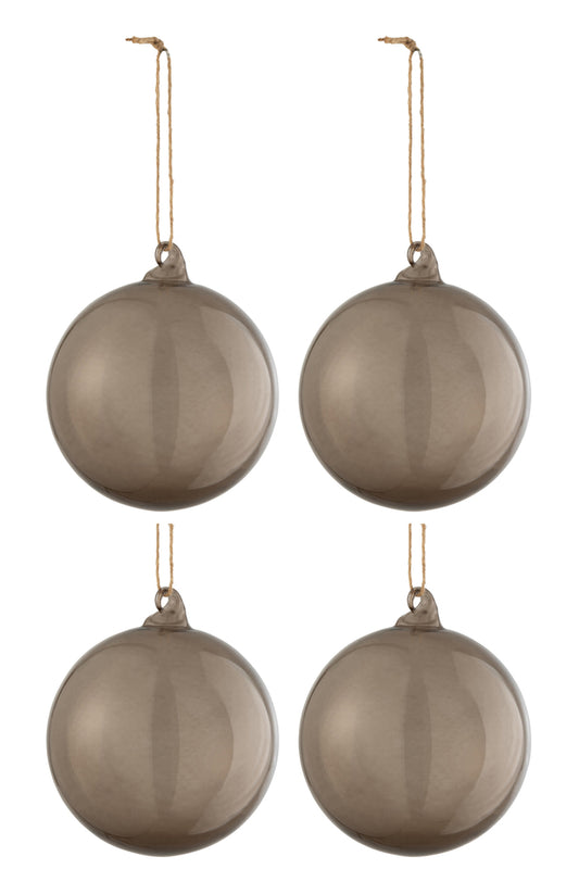 Doos met 4 kerstballen Normaal Transparant Grijs Groot