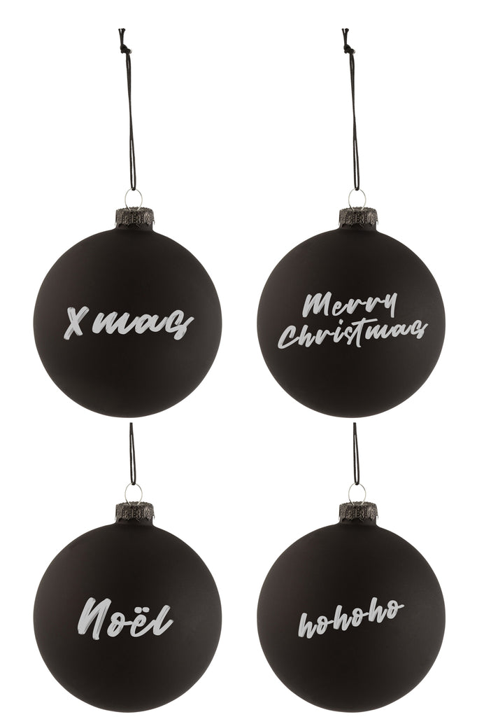 Doos met 4 kerstballen Schoolbord Glas Zwart Medium