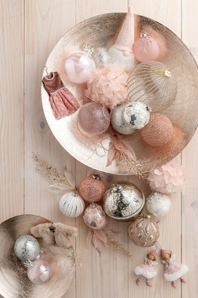 Doos met 4 kerstballen sterren glas zilver groot