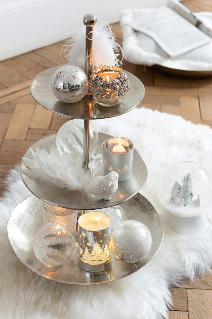 Doos met 4 kerstballen suikerbodem glas helder medium