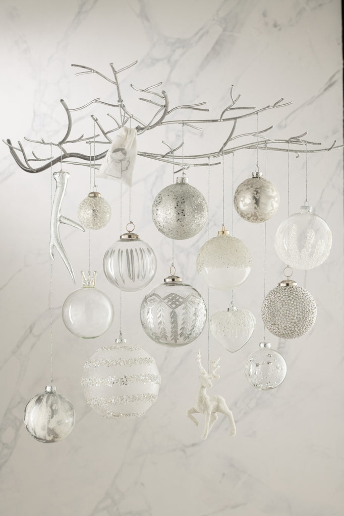 Doos met 4 kerstballen suikerbodem glas helder medium