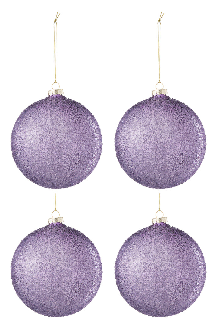 Doos met 4 kerstballen parels glas mauve groot