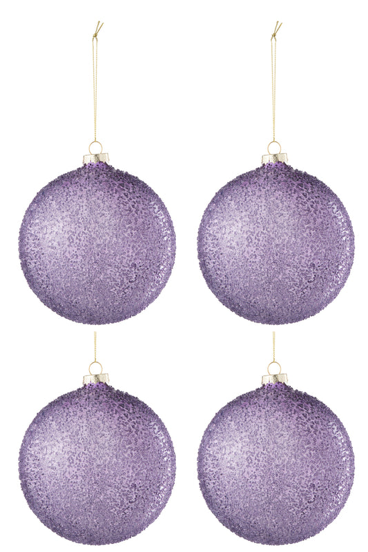 Doos met 4 kerstballen parels glas mauve groot