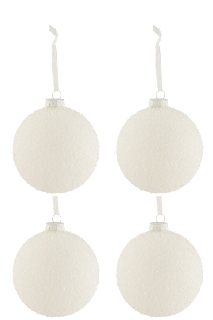 Doos met 4 kerstballen Snowy Glass White Large