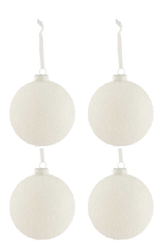 Doos met 4 kerstballen Snowy Glass White Large