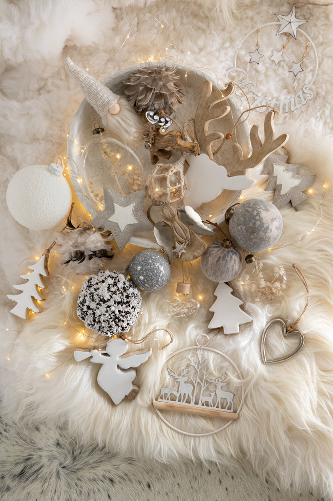 Doos met 4 kerstballen Snowy Glass White Large