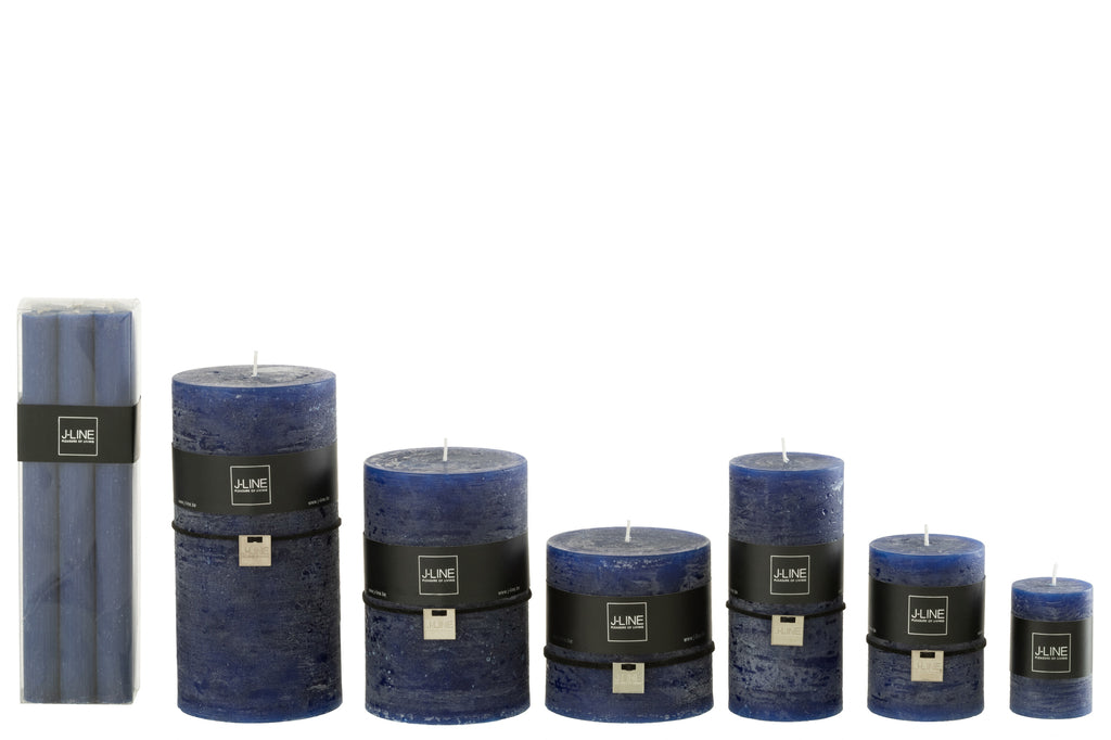Doos met 6 tafelkaarsen donkerblauw 13H