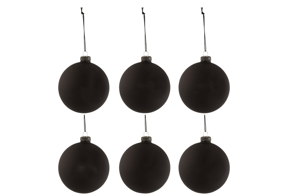 Doos met 6 kerstballen Schoolbord Glas Zwart Klein