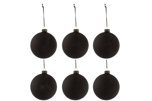 Doos met 6 kerstballen Schoolbord Glas Zwart Klein