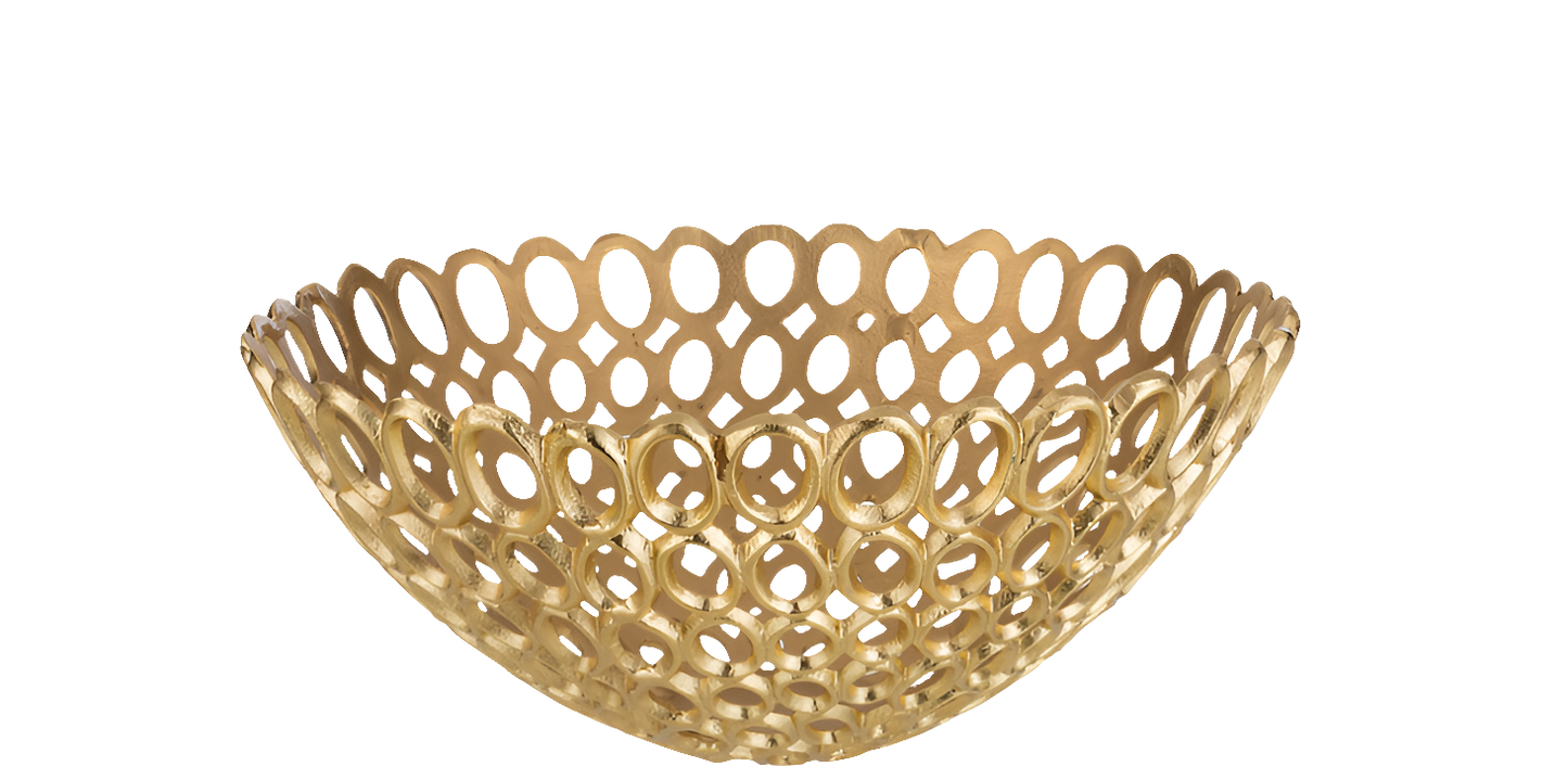 Schotel Ronde Ringen Aluminium Goud Medium