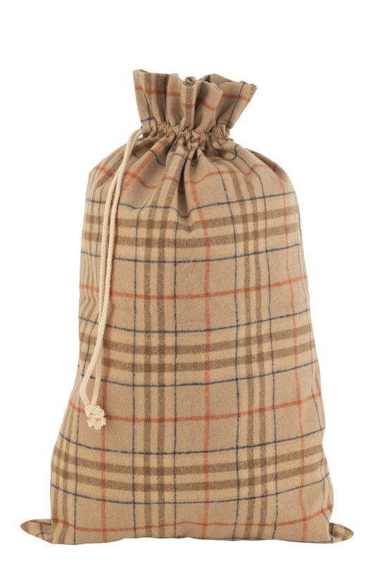 Tas Kerst Geruit Textiel Beige/Bruin Groot