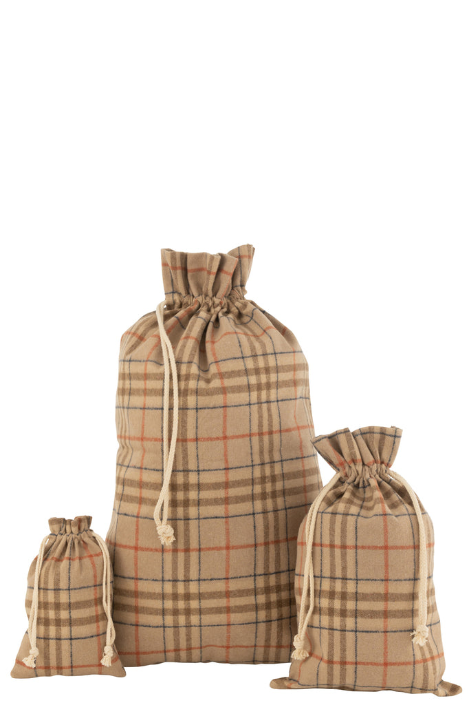 Tas Kerst Geruit Textiel Beige/Bruin Groot