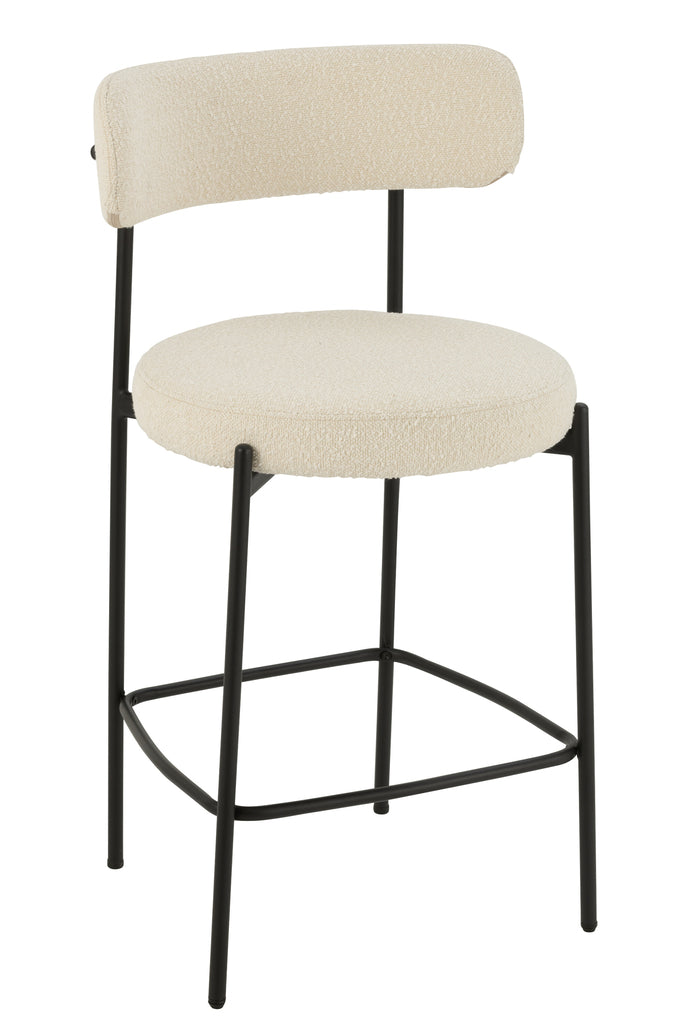 Barstoel Boucle Multiplex/Polyester Wit/Zwart