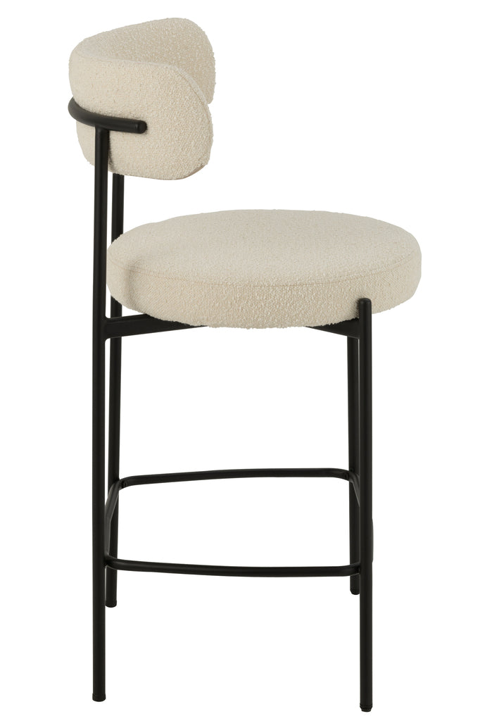 Barstoel Boucle Multiplex/Polyester Wit/Zwart