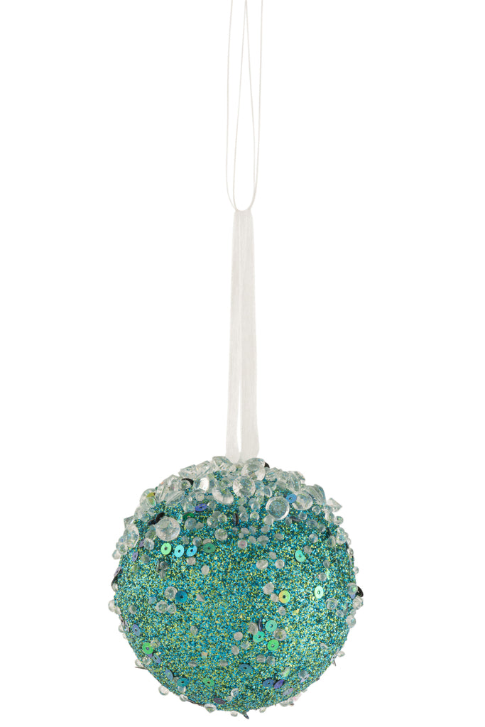 Kerstbal Hangende Glitter Parels Azuur Groen Klein