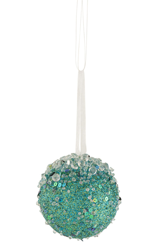 Kerstbal Hangende Glitter Parels Azuur Groen Klein