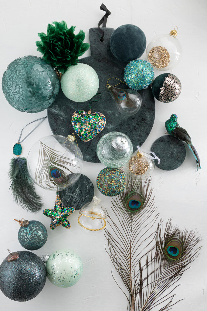 Kerstbal Hangende Glitter Parels Azuur Groen Klein