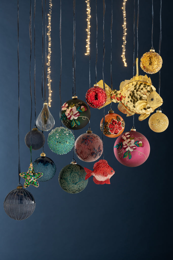 Kerstbal Hangende Glitter Parels Azuur Groen Klein