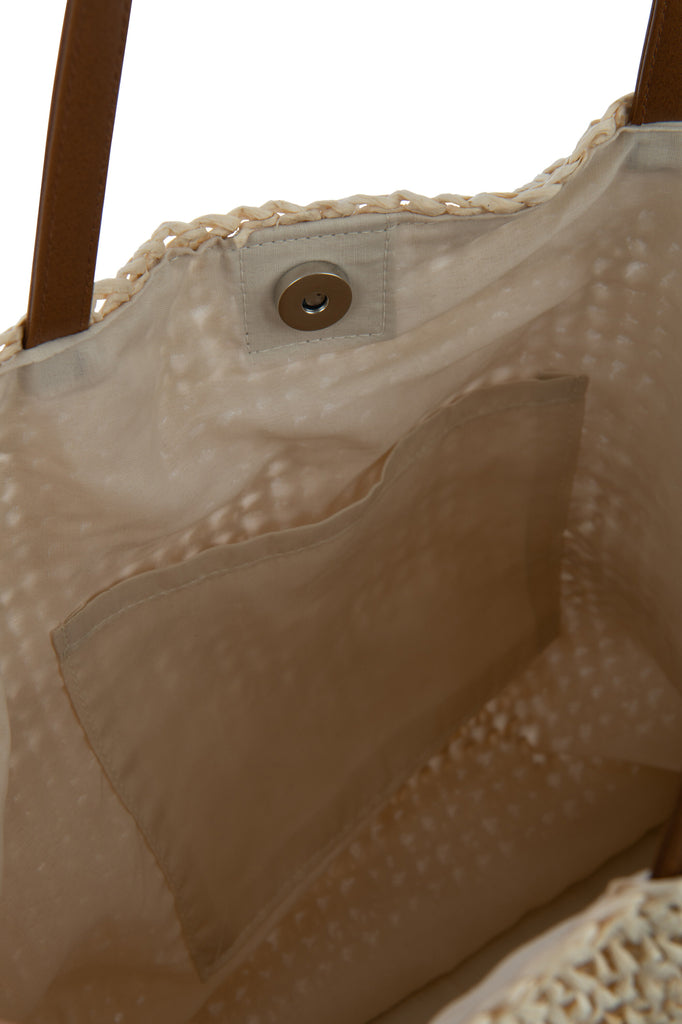 Bolsa de playa conchas/pruimen van papel naturel/blanco