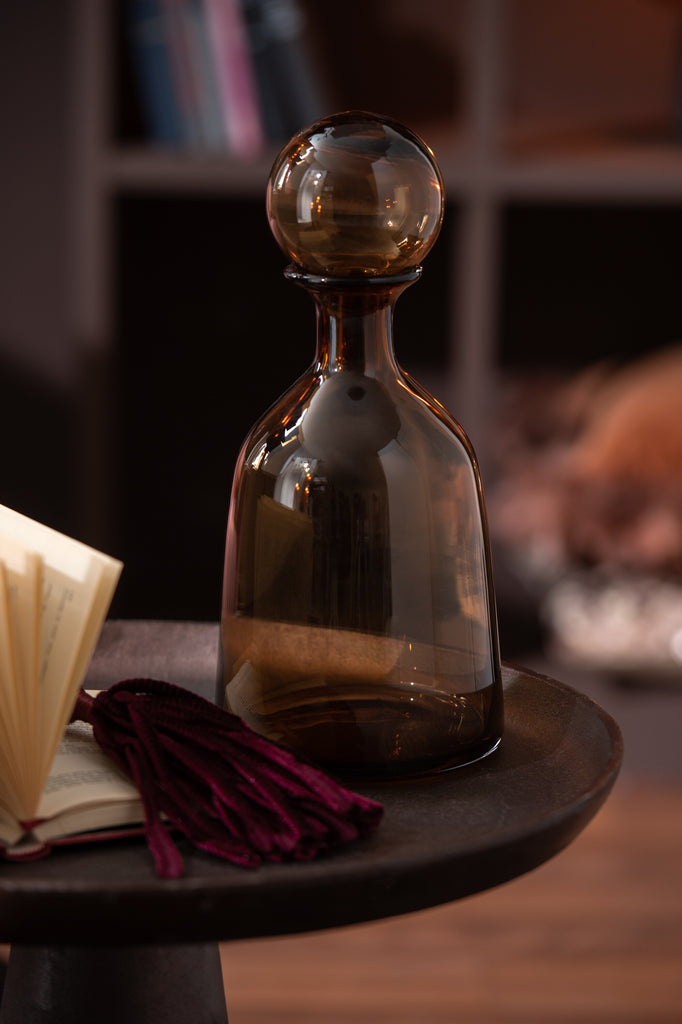 Fles+Stop Regulier Decoratief Laag Glas Bruin Klein