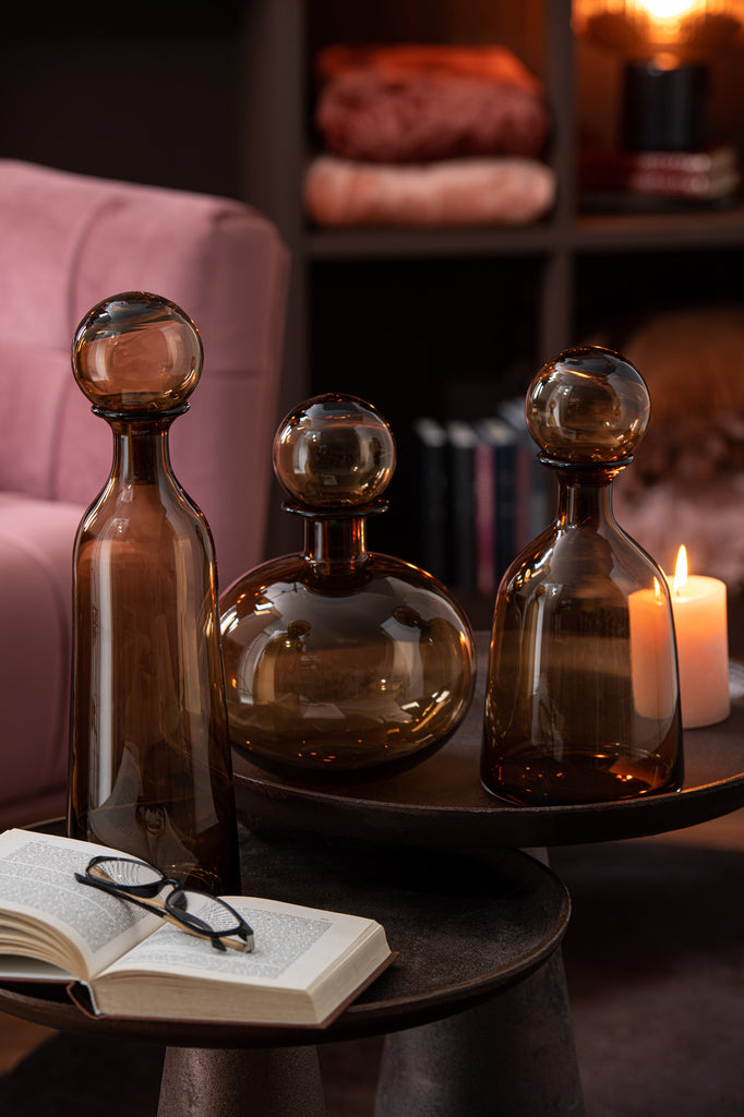 Fles+Stop Regulier Decoratief Laag Glas Bruin Klein