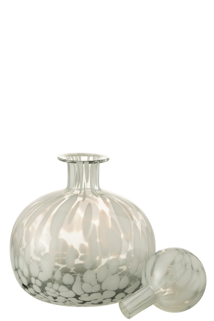 Fles+Kurk Dot Decoratief Glas Grijs/Wit Klein