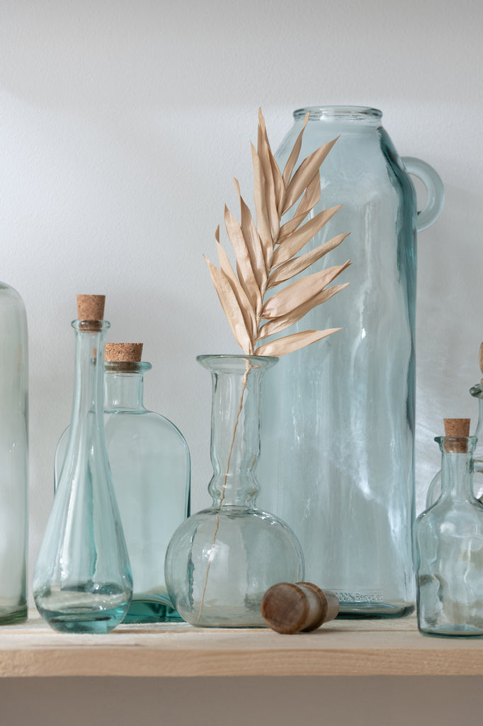 Fles Rond Lang Kurk Glas/Hout Transparant