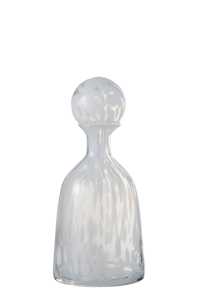 Fles+Stop Dot Decoratief Laag Glas Transparant/Wit Klein