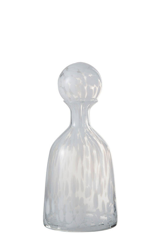 Fles+Stop Dot Decoratief Laag Glas Transparant/Wit Klein