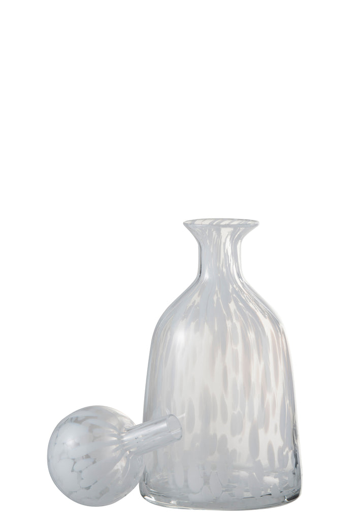 Fles+Stop Dot Decoratief Laag Glas Transparant/Wit Klein