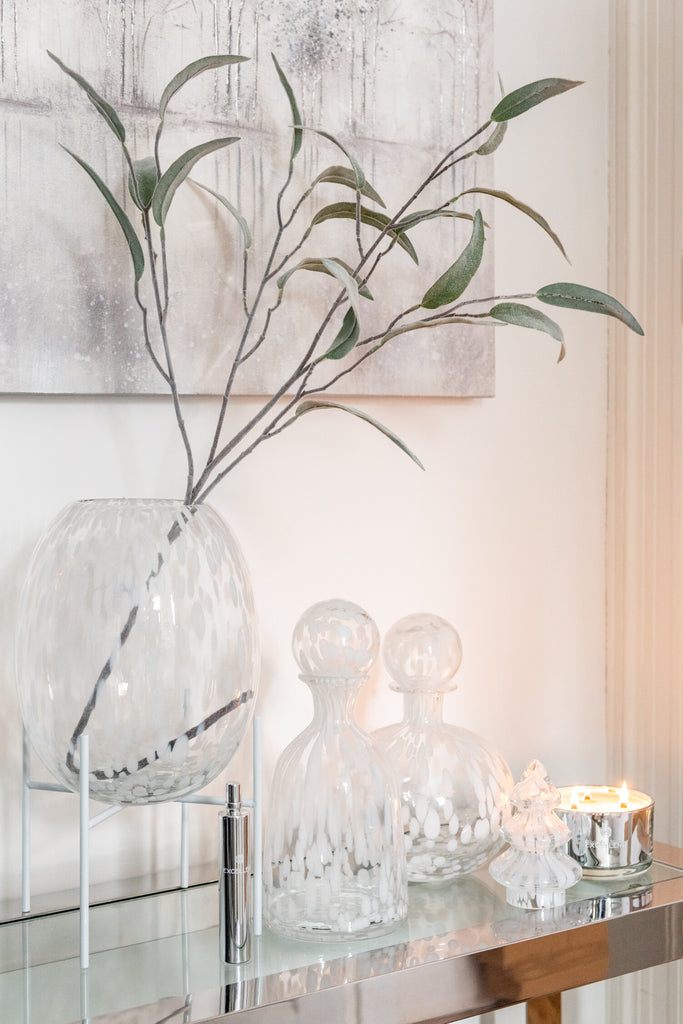 Fles+Stop Dot Decoratief Laag Glas Transparant/Wit Klein