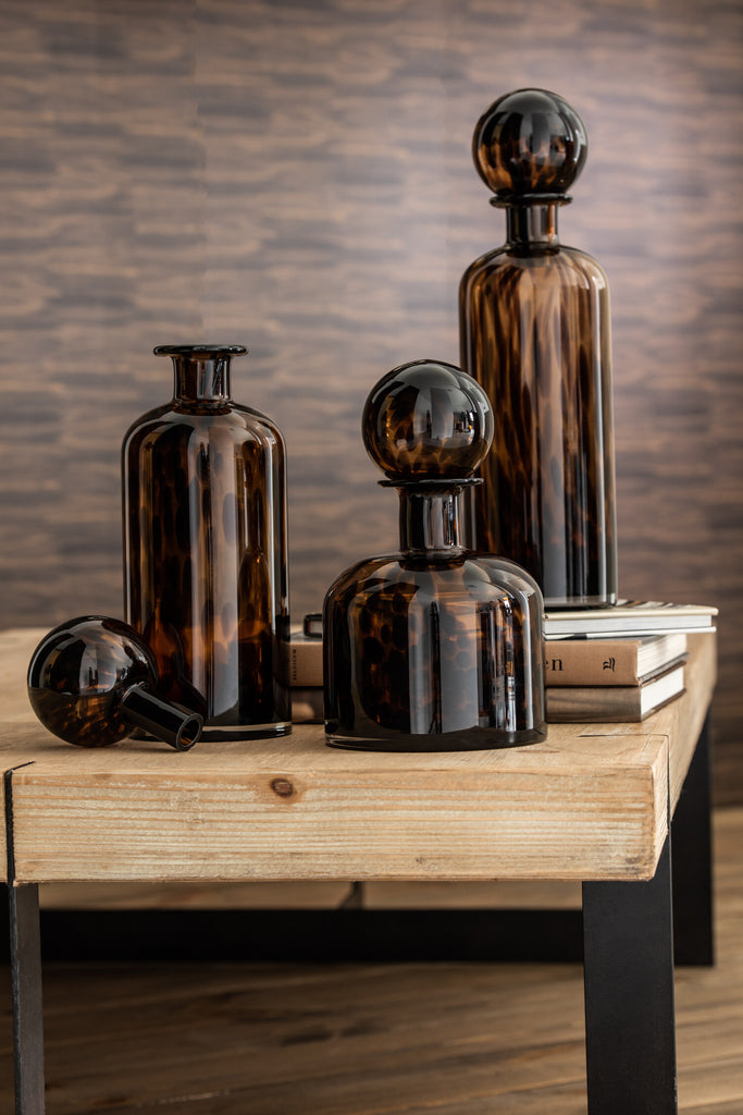 Fles+Stop Speck Decoratief Glas Bruin/Zwart Medium
