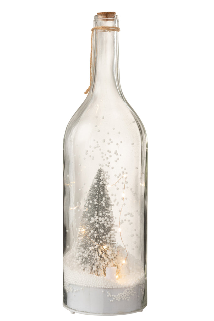 Fles Deco Kerst Sneeuw Led Glitter Zilver