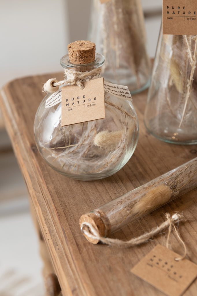 Flessen Met Gedroogde Bloemen Glas Natuurlijk Klein Assortiment Van 2