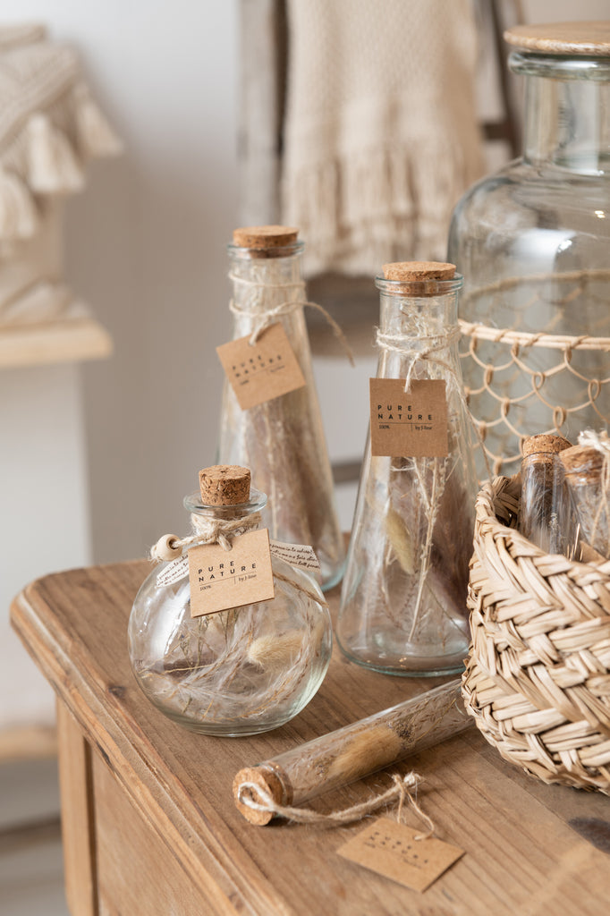 Flessen Met Gedroogde Bloemen Glas Natuurlijk Klein Assortiment Van 2