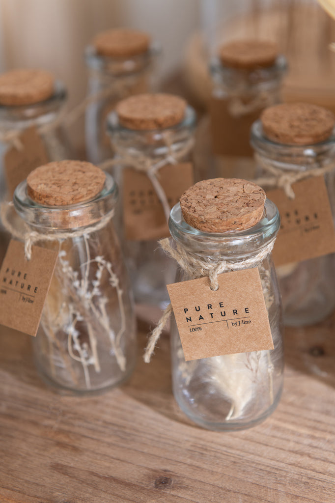 Flessen Met Gedroogde Bloemen Glas Naturel Extra Klein Assortiment Van 2