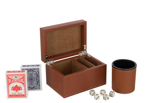 Doos Kaartspel Nep Leer Cognac