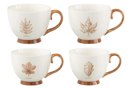 Doos met 2 Jumbo Mug Leaf Windownbox Keramiek Bruin Assortiment van 2