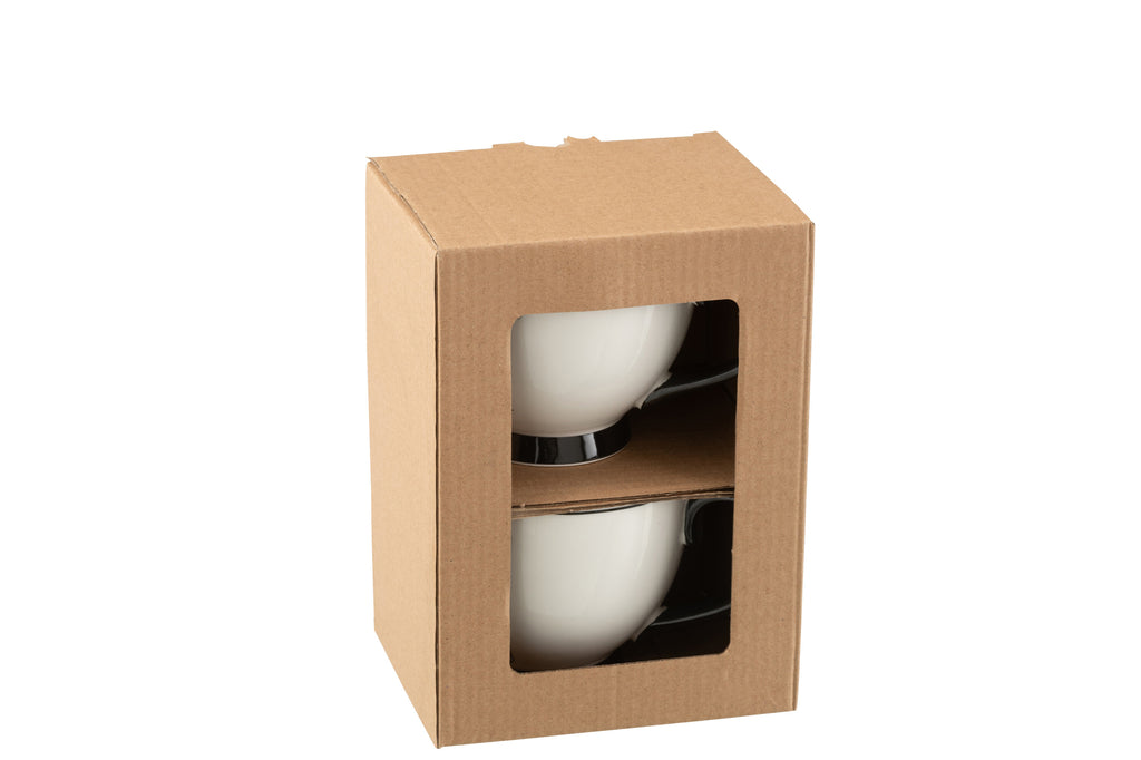 Doos met 2 Jumbo-mokken Windownbox Keramiek Zwart/Wit
