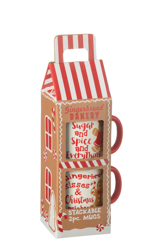 Doos met 2 mokken in geschenkdoos Keramiek Rood