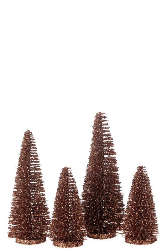Doos met 4 kerstboomdecoratieglitters van plastic bruin