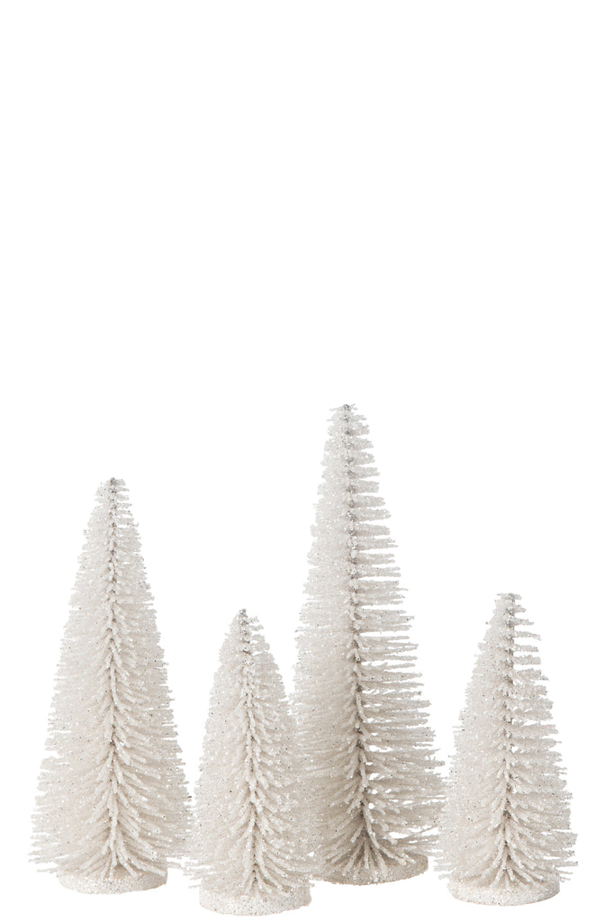 Doos met 4 kerstboomdecoratieglitters van kunststof, wit