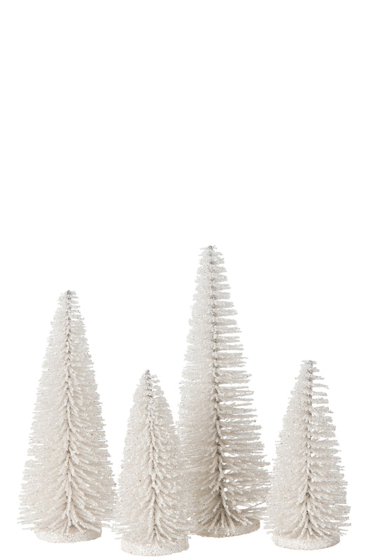 Doos met 4 kerstboomdecoratieglitters van kunststof, wit