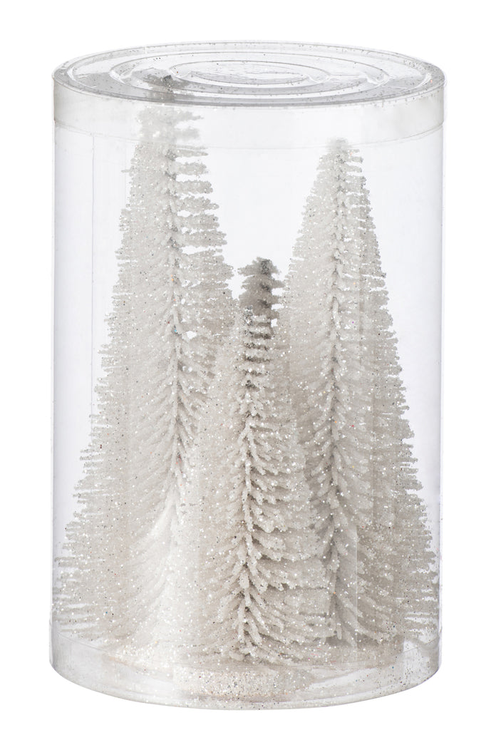 Doos met 4 kerstboomdecoratieglitters van kunststof, wit