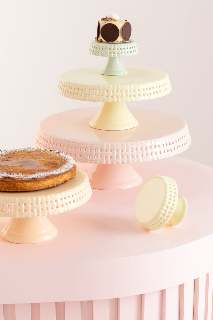 Taartbord Keramiek Roze Medium