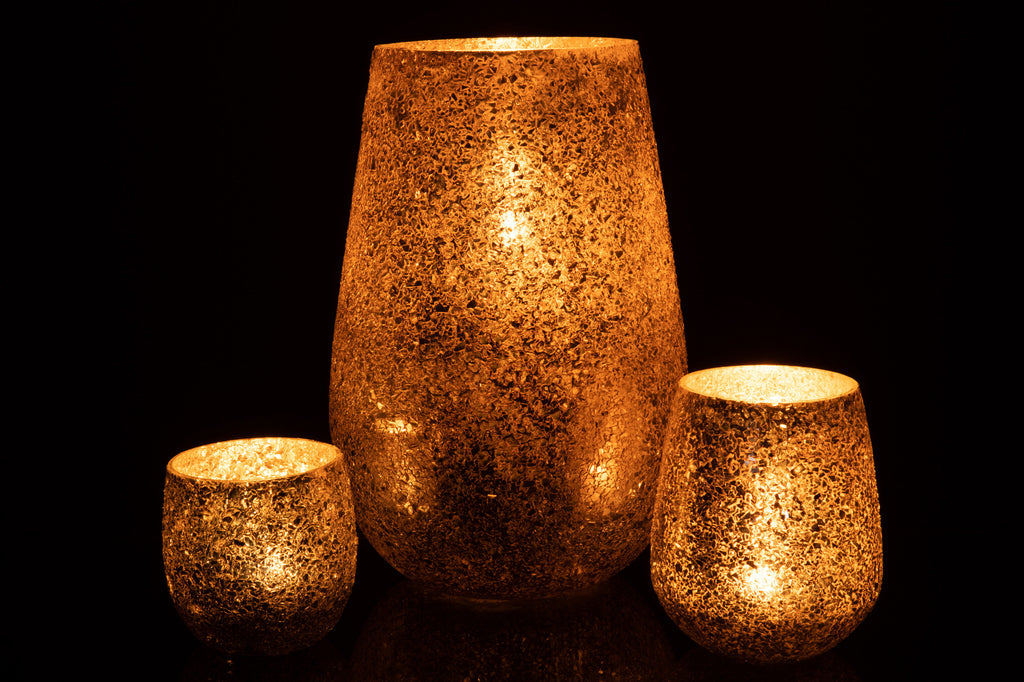Kaarsenhouder Sparkle Glas Goud Groot