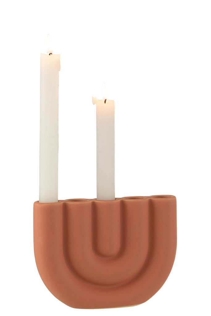 Kaarsenhouder Arc 5Kaarsen Keramiek Oranje